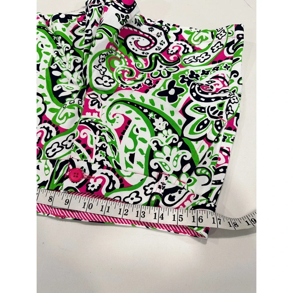 Crown Ivy Women's Paisley Print Shorts Pink Green Black White Size 8‎